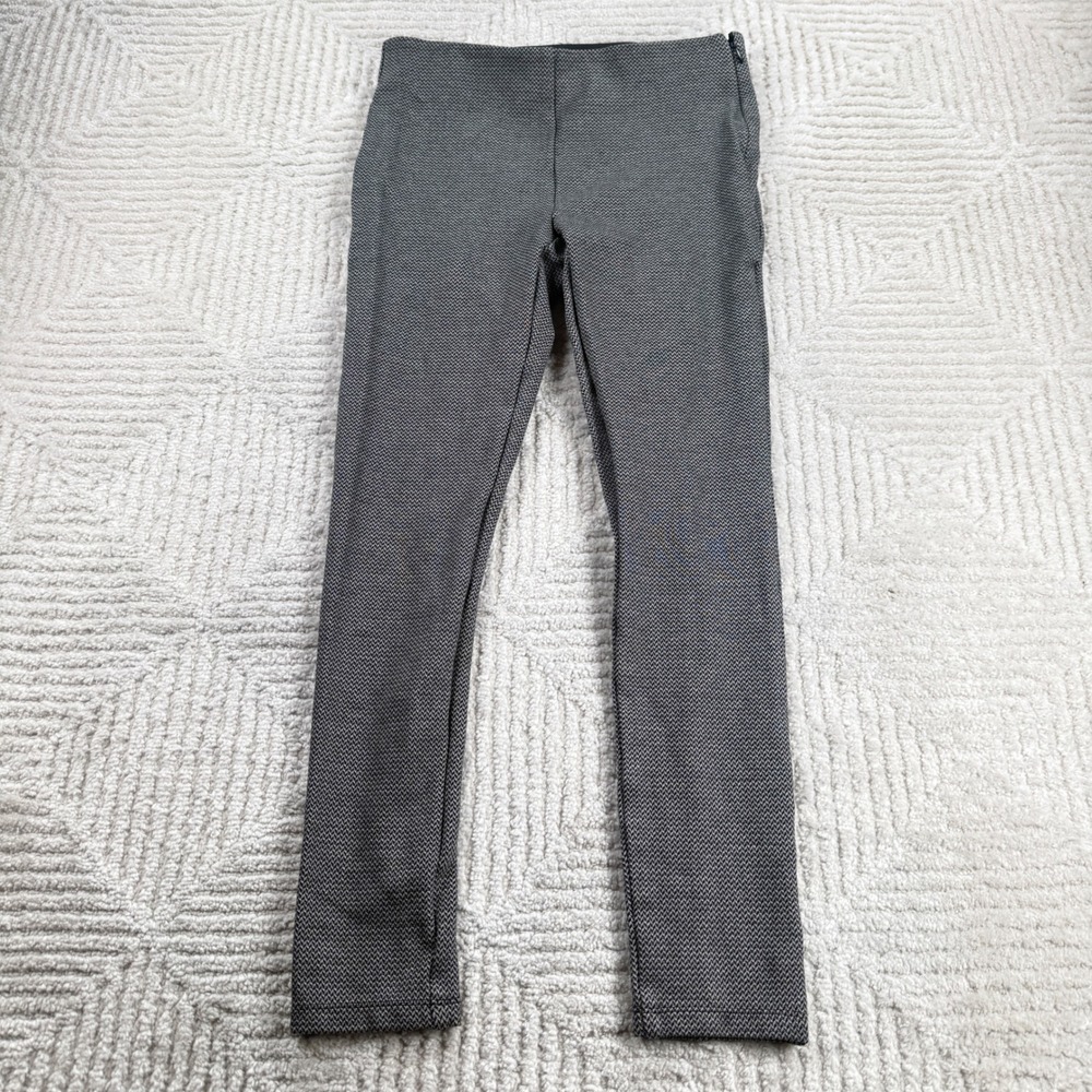 Ann Taylor Skinny Ankle Pants Womens 2 Black White Herringbone Side Zip Office